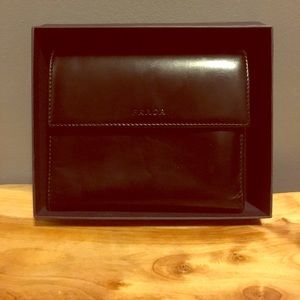 PRADA 💯% Authentic Black Leather Tri-Fold Wallet
