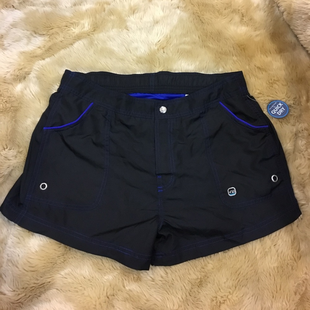 NEW! Women's Woven Swim Shorts (Blk/Violet) - M