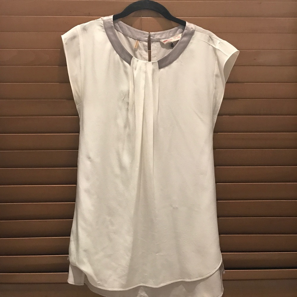 White and light grey/lilac blouse