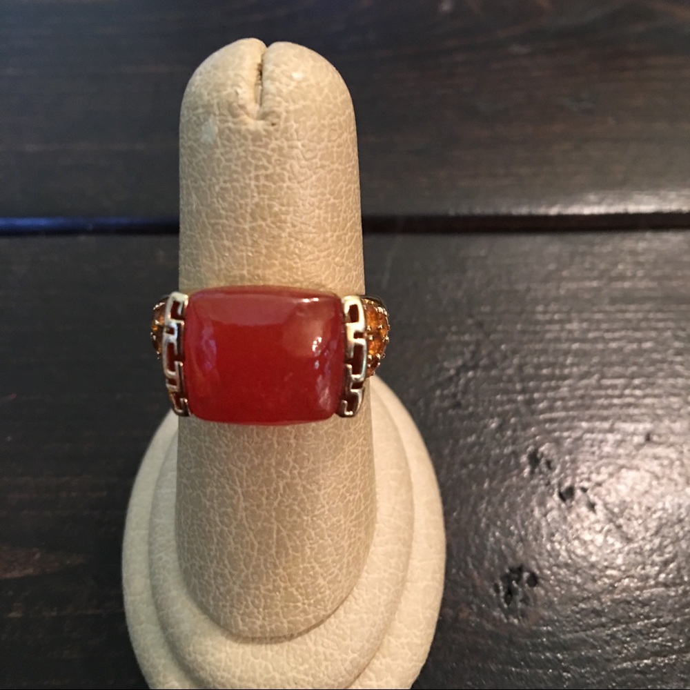 Gold and Orange Rhinestone Ring
