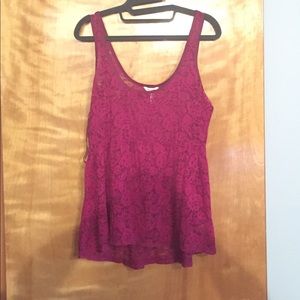 Red lace tank