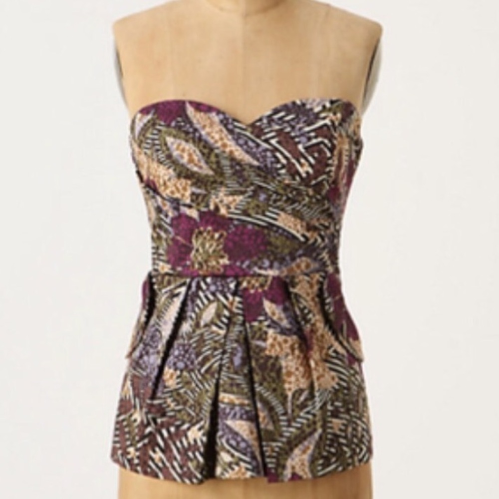 SALE Anthropologie Strapless Sweetheart Peplum Top