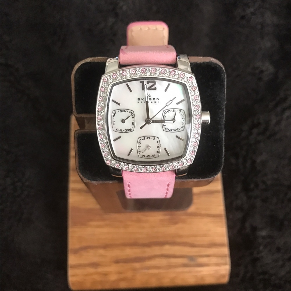 Pink Leather Skagen watch