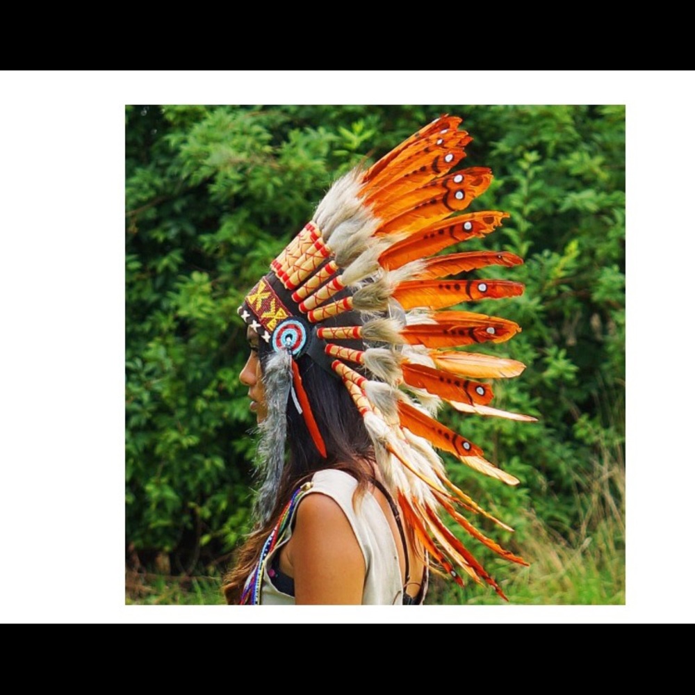 Orange Feather Indian Headdress