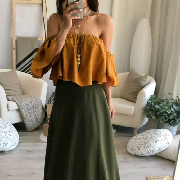 Mustard Off the Shoulder Top - Picture 1 of 1