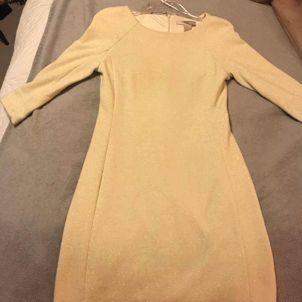 Forever 21 Cream and Gold Fitted Dress