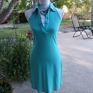 Express Stretch Turquoise Blue Halter Dress S