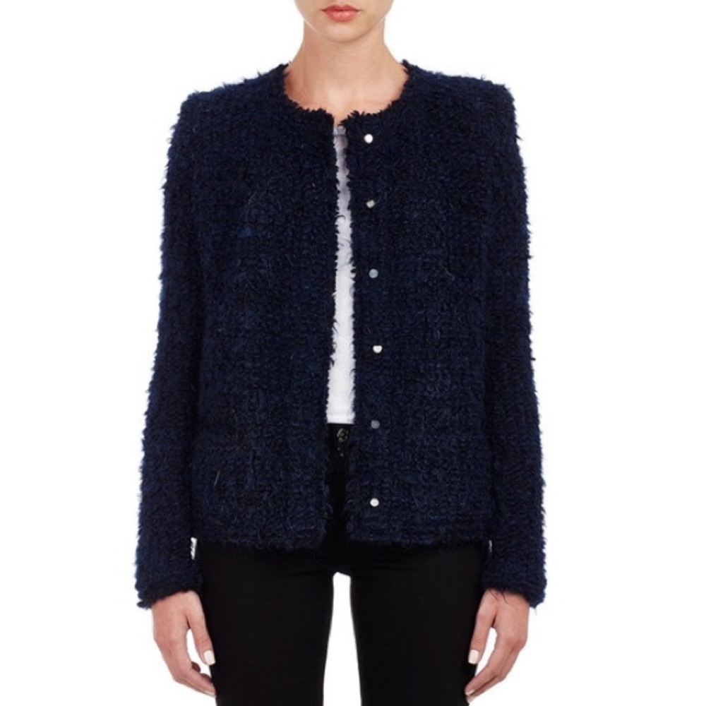 IRO Navy Blue Boucle Blazer Jacket M