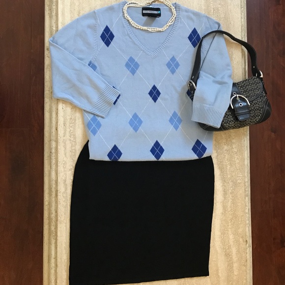 Baby Blue Argyle Sweater - Picture 1 of 4