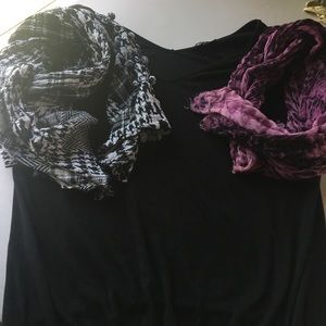 Express black tee with scarves