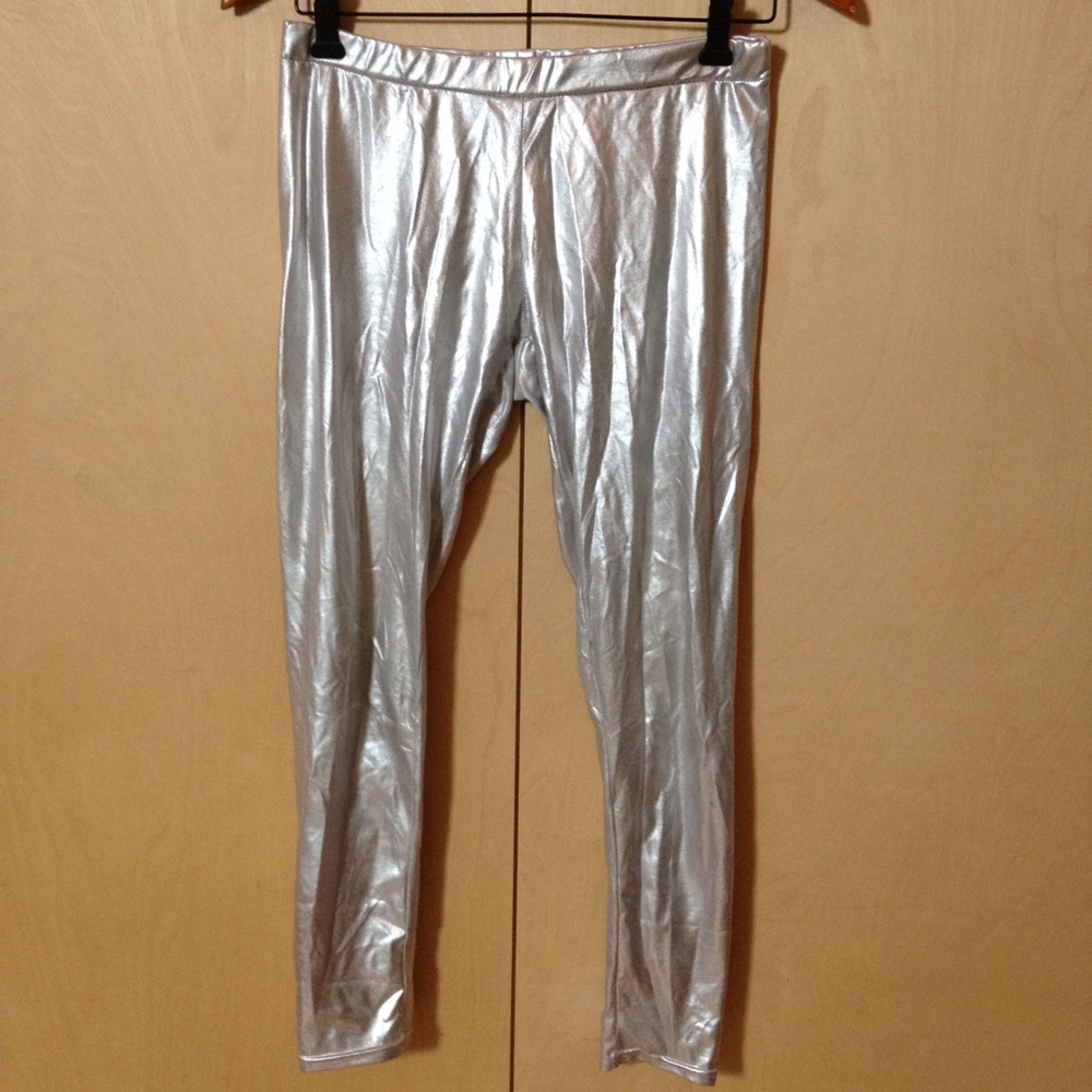 Strawberries silver metallic leggings size M