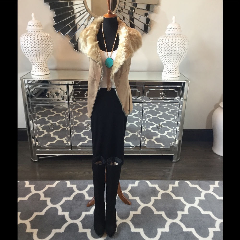 Sabine suede and faux fur vest