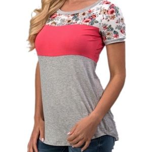 Color Block Floral Tee