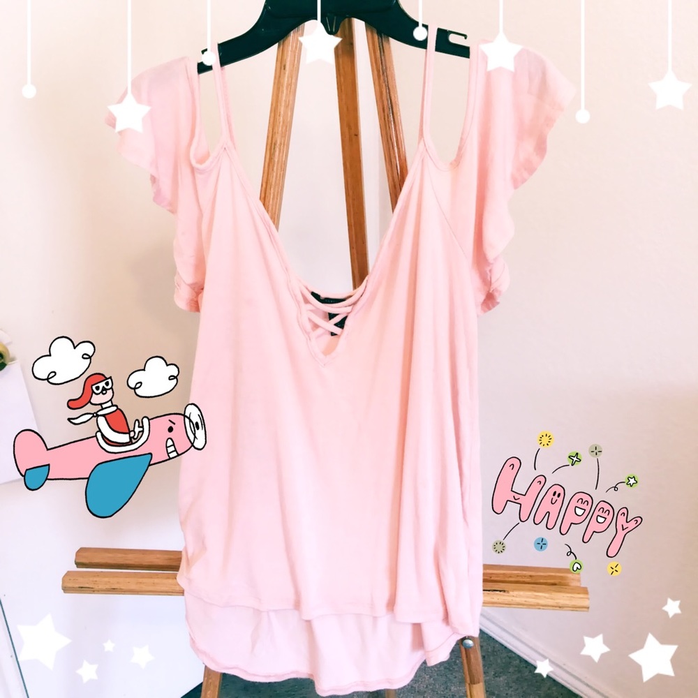 Light pink off shoulder shirt