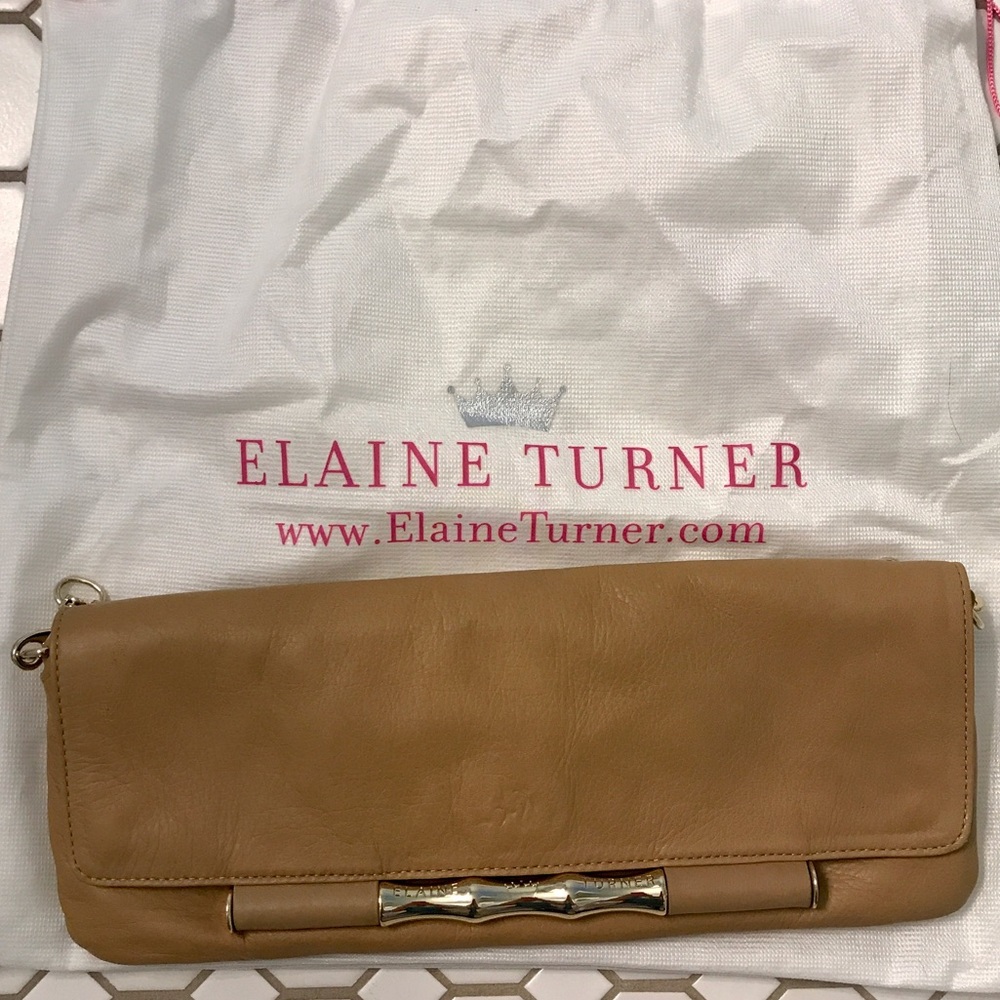 Tan leather Elaine Turner Baguette Purse