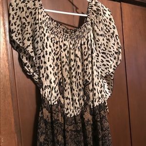 Leopard print off the shoulder blouse!