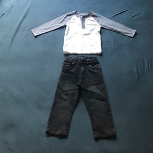 Cat & Jack Duo 2T Long Sleeve Baseball Tee & Jeans