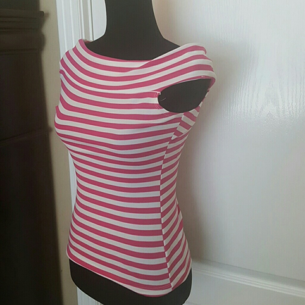 Off the shoulder Pink and White Stripped blouse