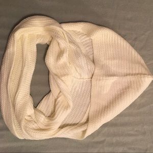 White wool infinity scarf with hood