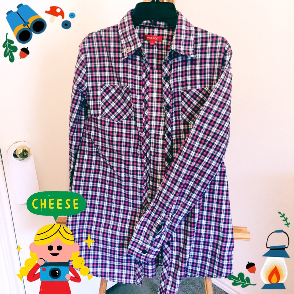 Pink plaid hipster shirt