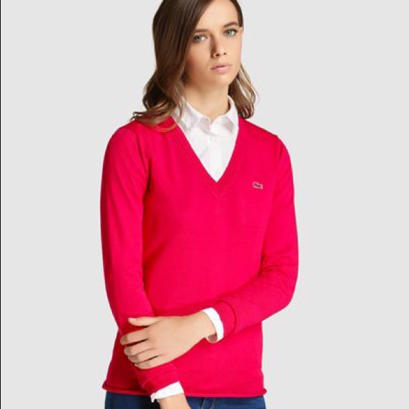 lacoste v neck sweater women's