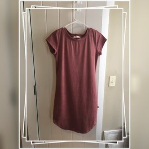 Sexy dusty rose mauve stretchy suede mini dress