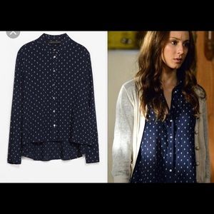 Zara Woman Long Sleeve Button Up Anchor Shirt, M