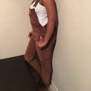 Fashion Nova American Bazi Brown Corduroy Overalls