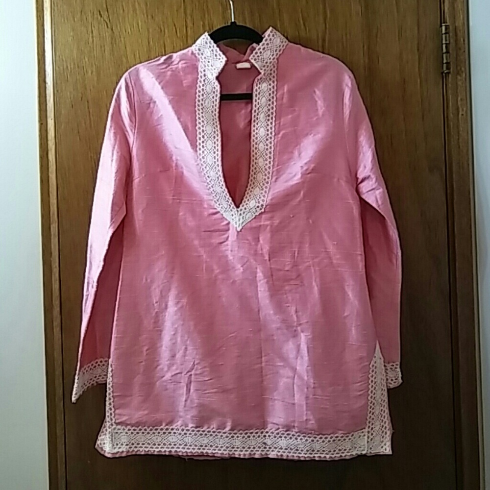 Boho Raw Silk Tunic with Side Zip