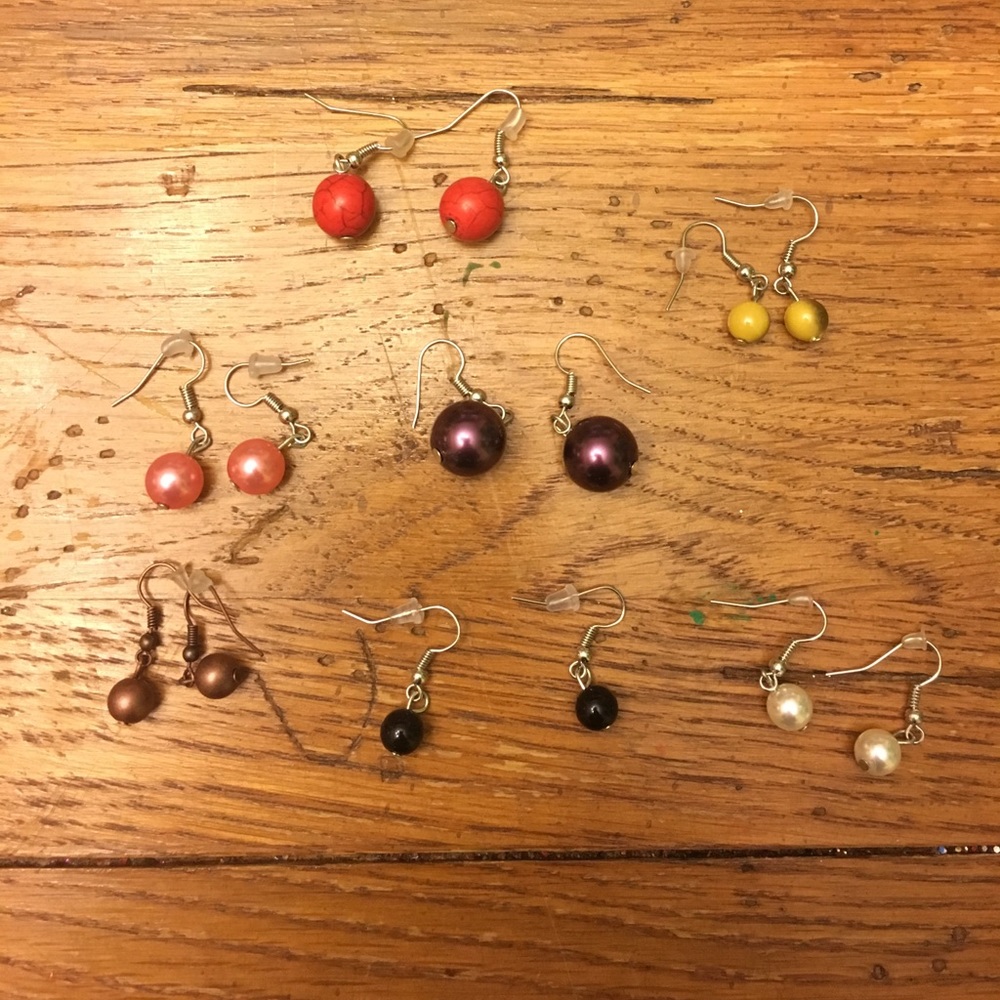 7 pair of ball earrings