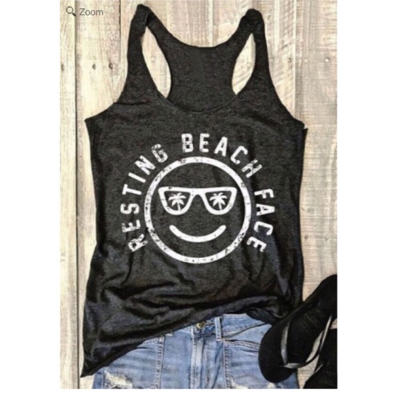 Tops - JUST IN☀️ Resting Beach face tank top!!