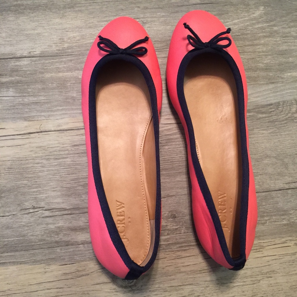 JCREW NEON PINK & NAVY BALLET FLATS