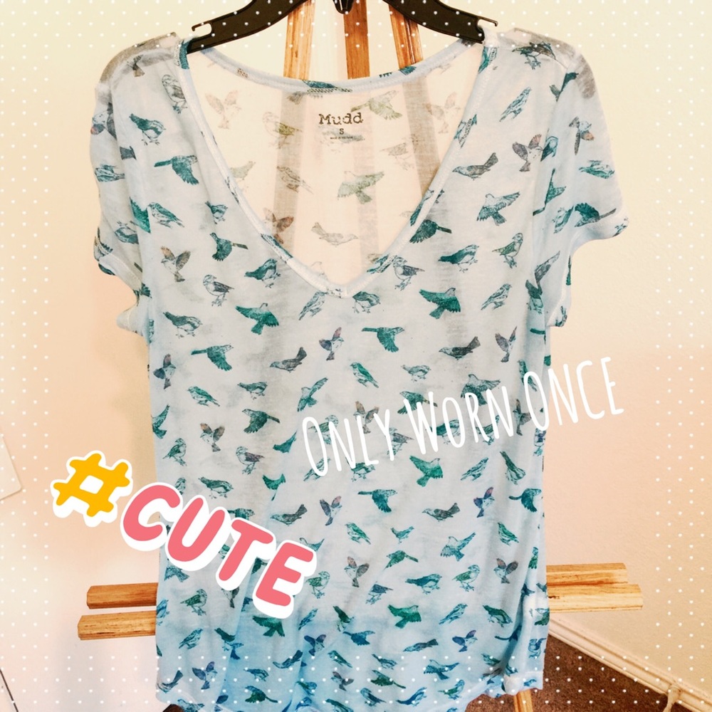 Thin bird print t-shirt
