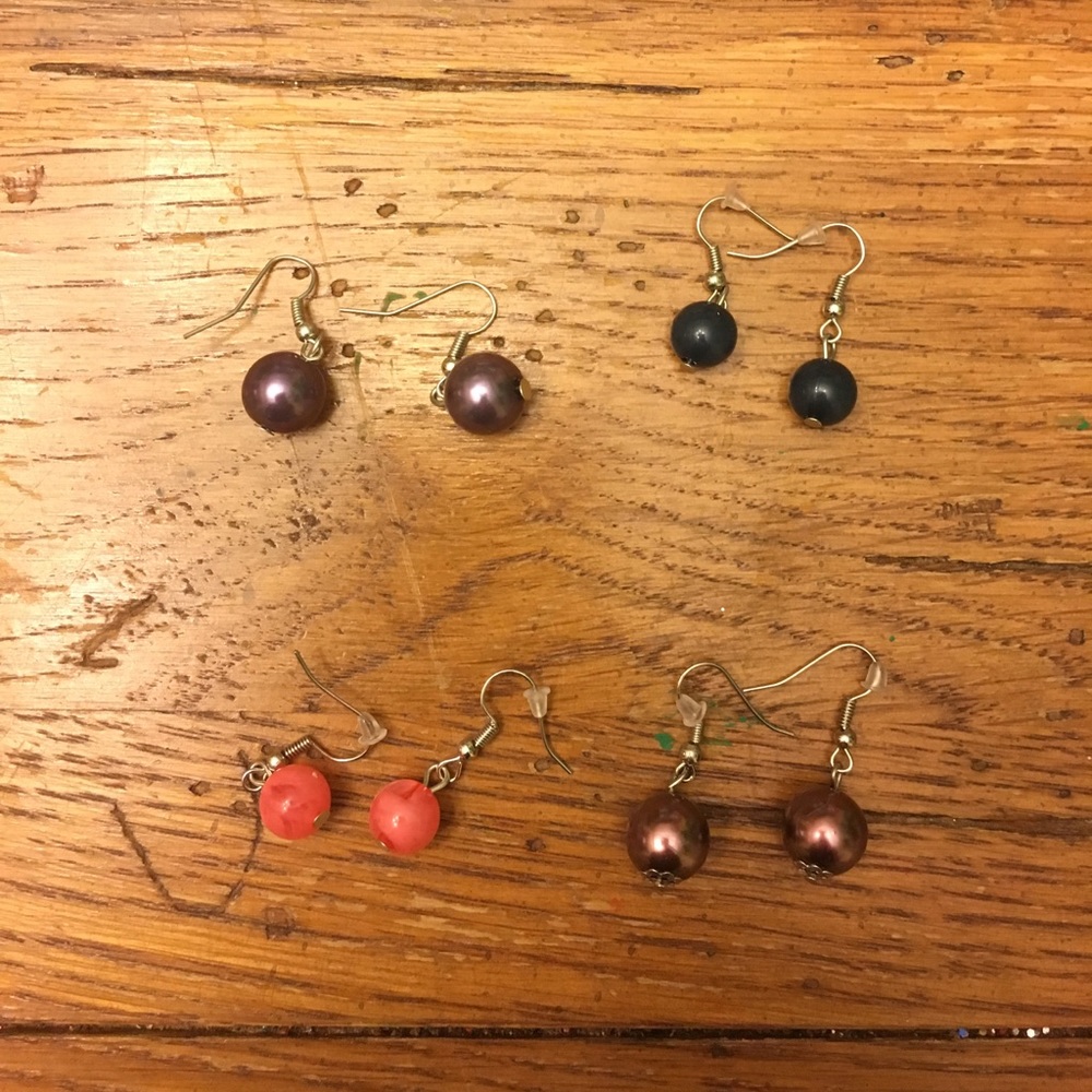 4 pair ball earrings