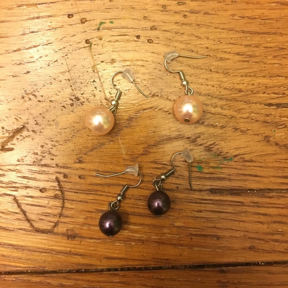 2 pair ball earrings