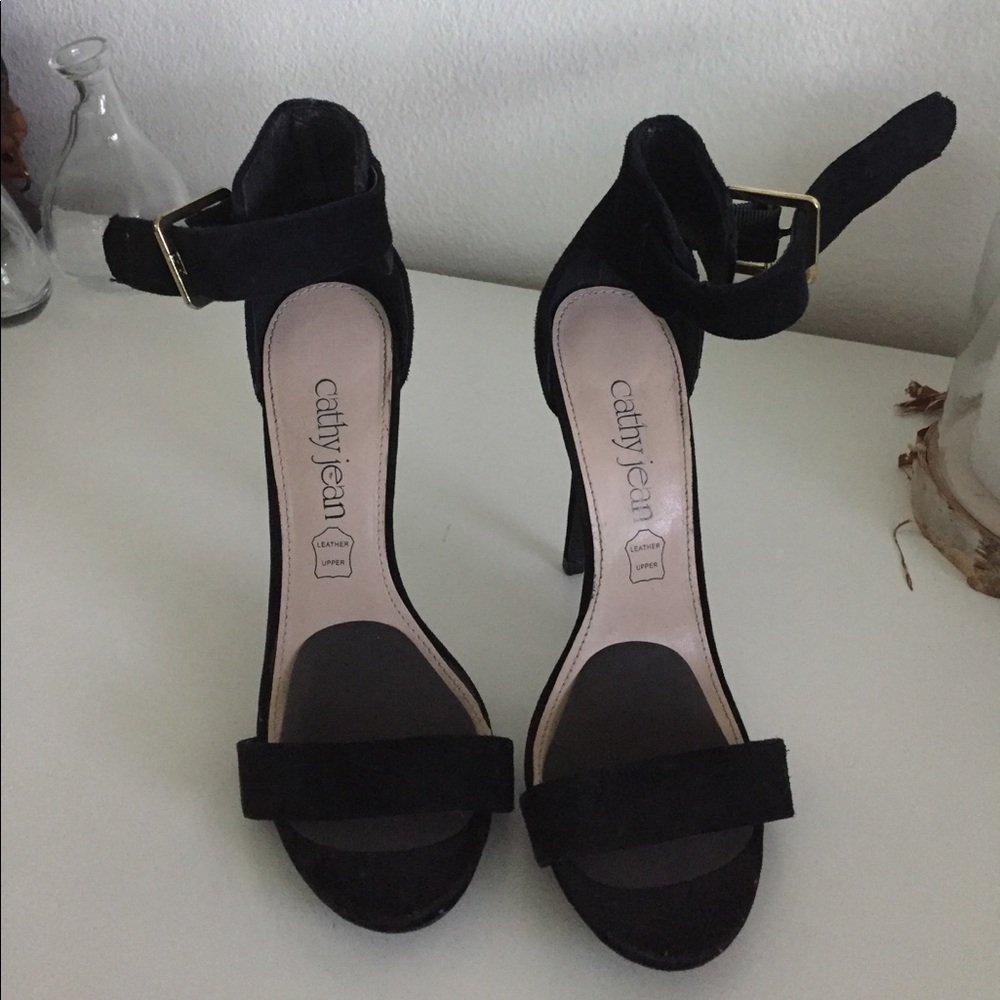 Cathy Jean Black Suede Heels