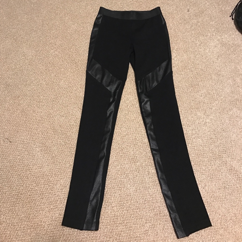 Black Leggings w/ Faux Leather