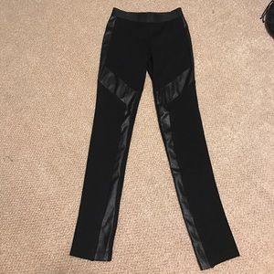 Black Leggings w/ Faux Leather