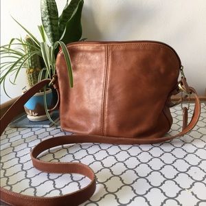 Brown leather coach crossbody bag