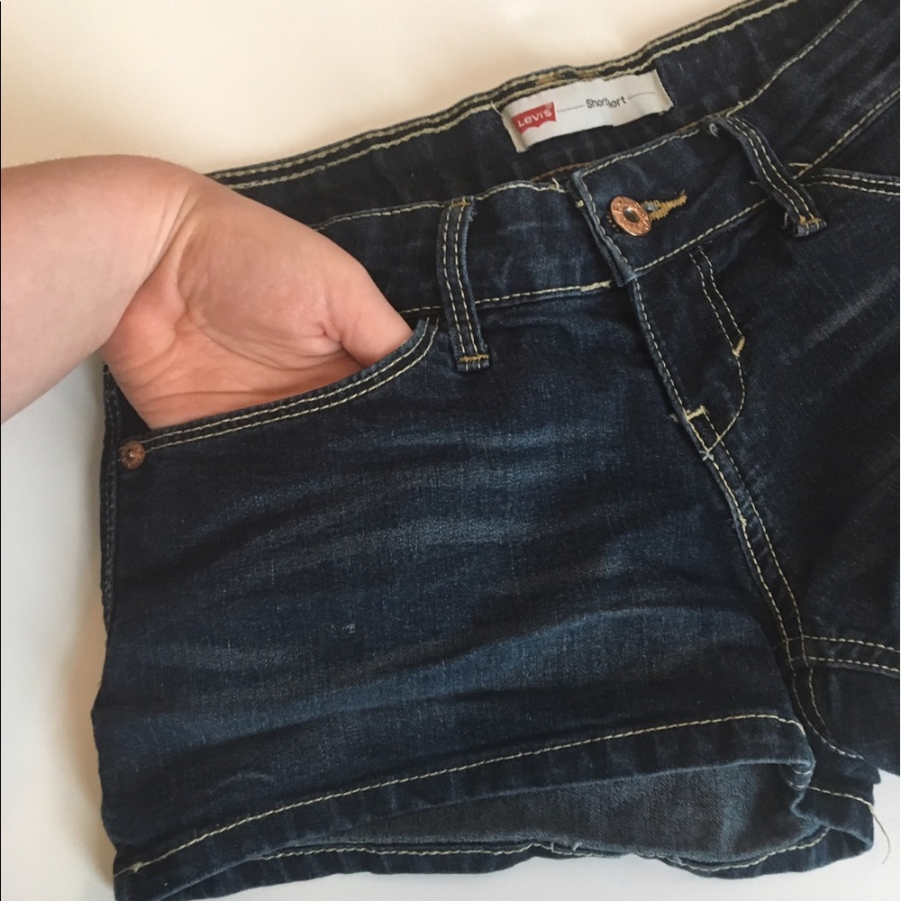 Levi's blue jean shorty shorts w real pockets