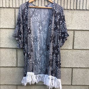 Triable print kimono