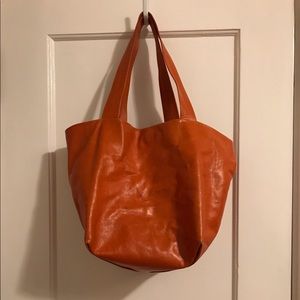 Kisim Burnt Orange Leather Tote