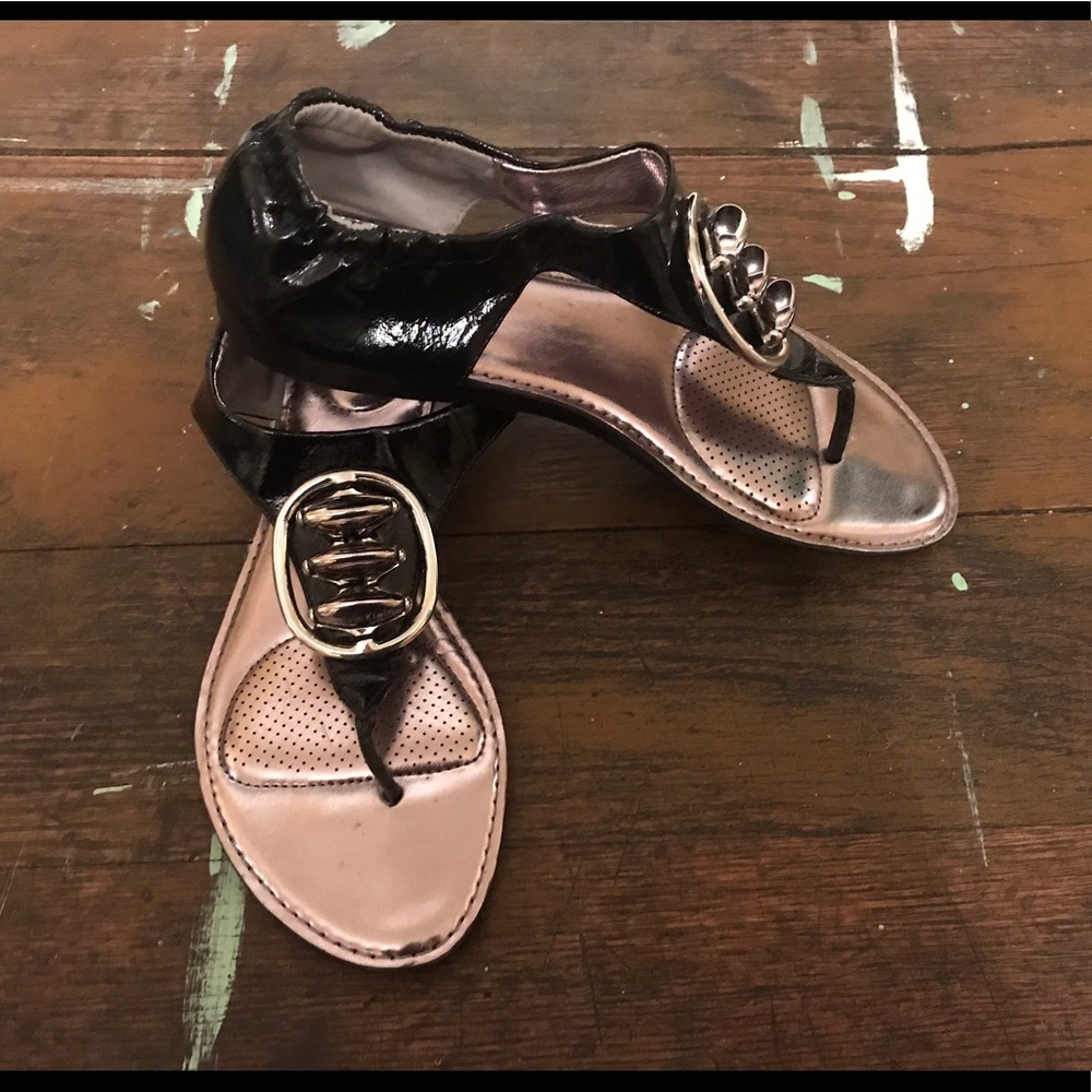 Calvin Klein Black Patent Daisy Sandals