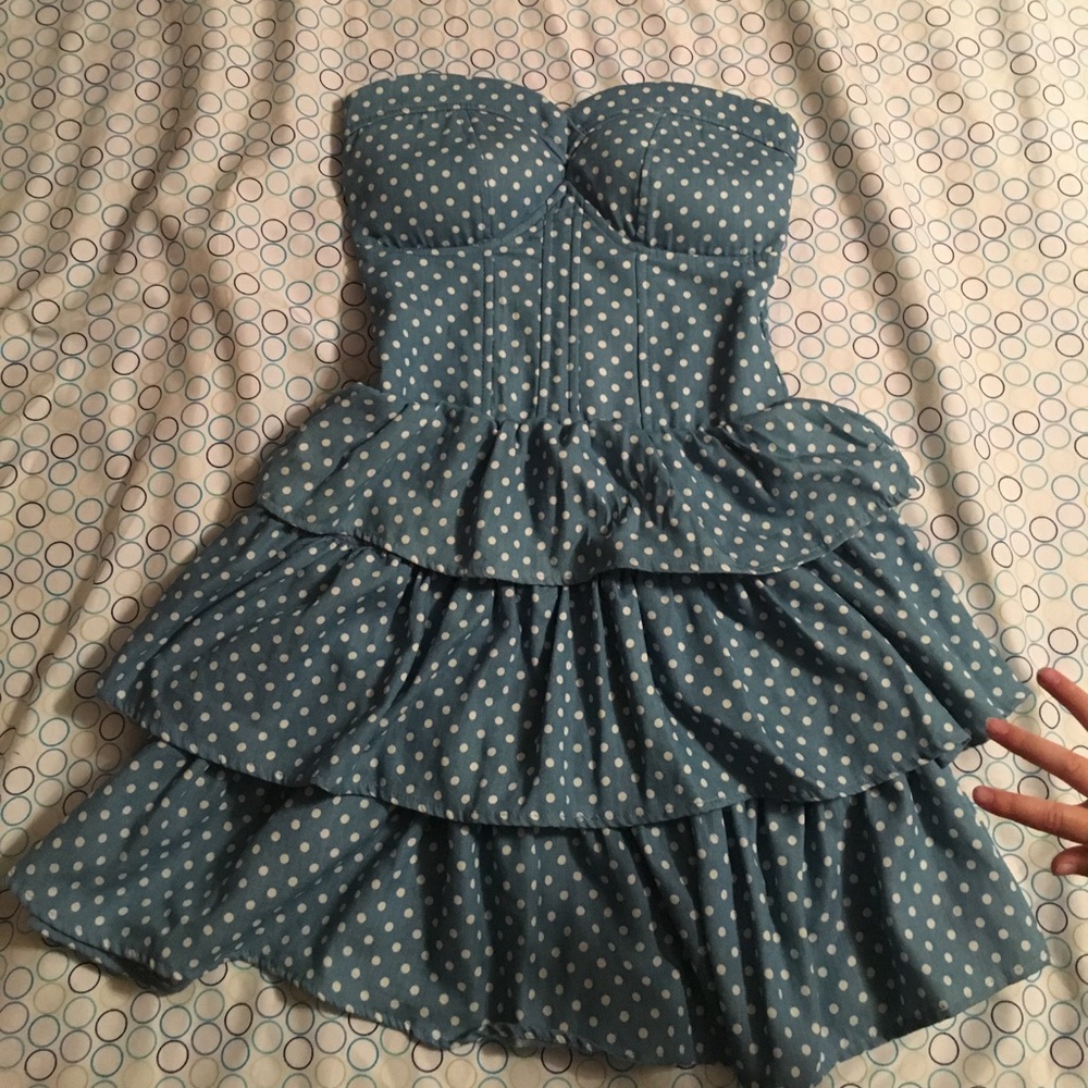 Cute blue and white polka dot dress