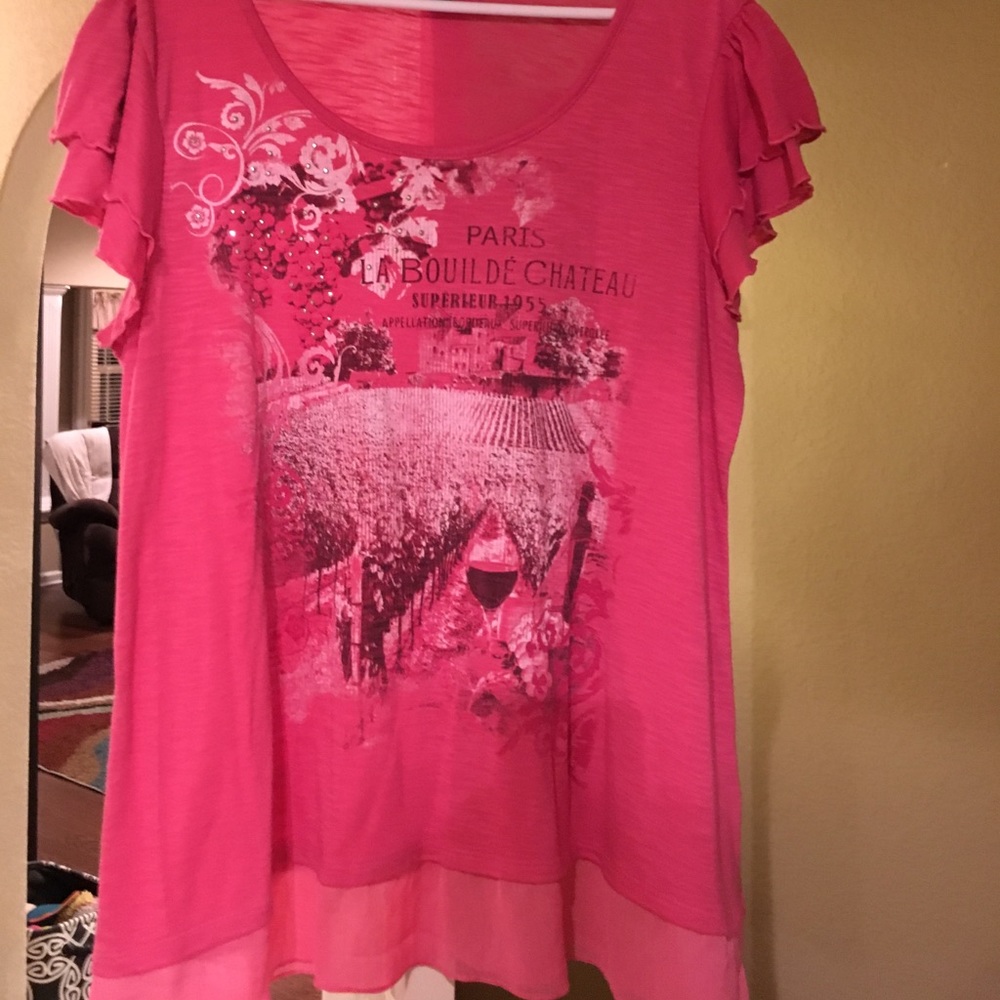 Pink ruffle sleeve top