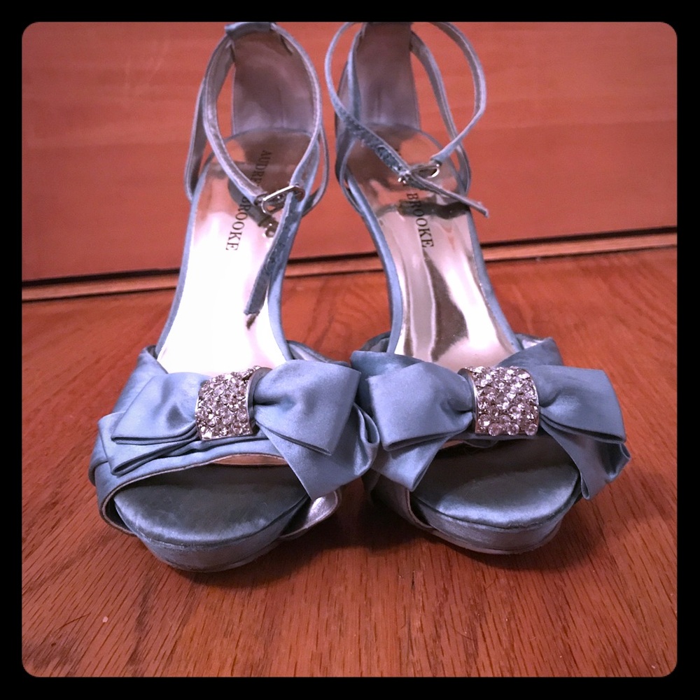 Audrey Brooke Tiffany Satin Blue Heels