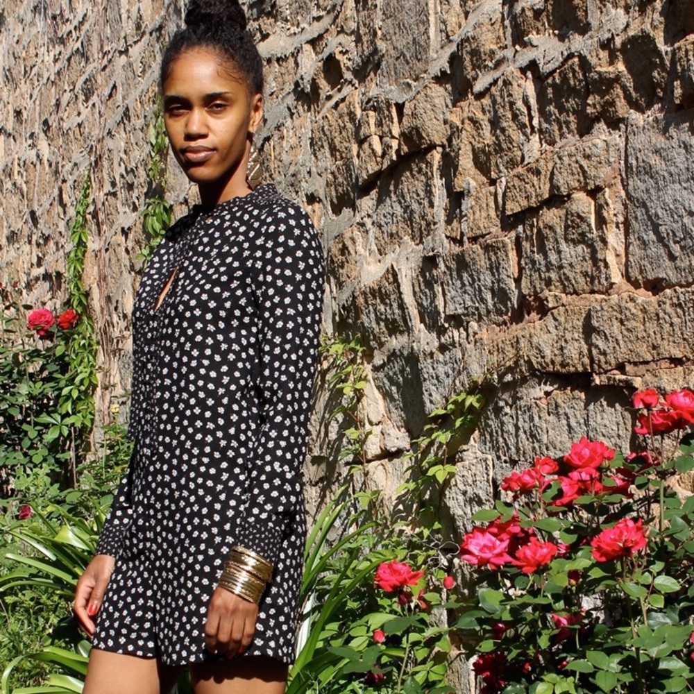 Zara Long Sleeve Printed Romper