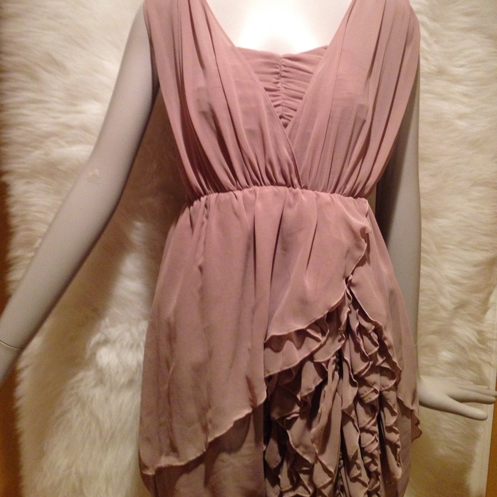 H&M beige ruffle bubble corset dress