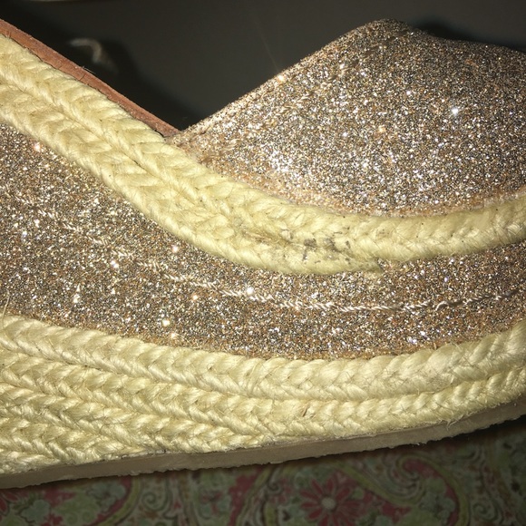 Gold Glitter Platform Wedge - Picture 6 of 6