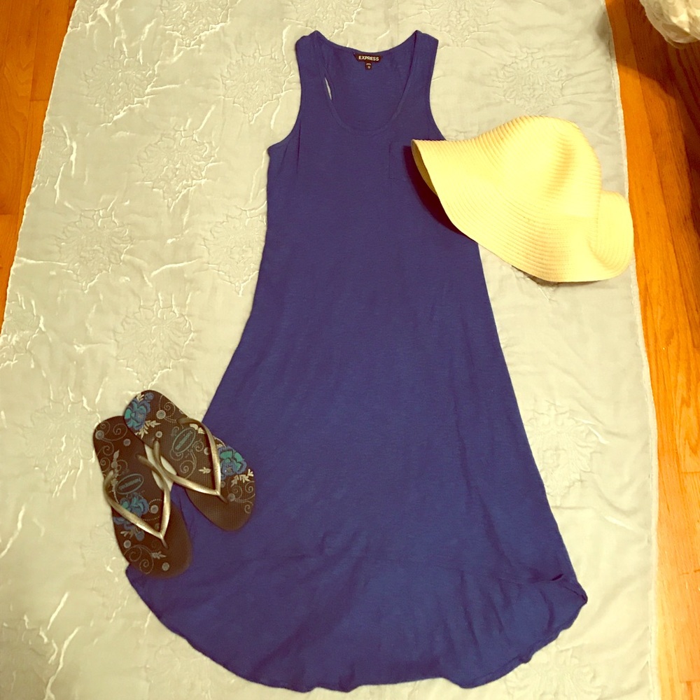 Casual Blue High Low Dress
